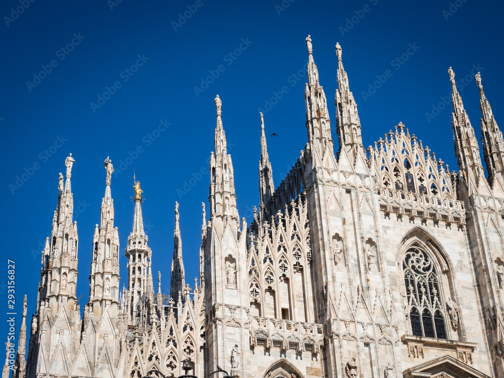 Ornate facade of Milan Catehdral in Italy