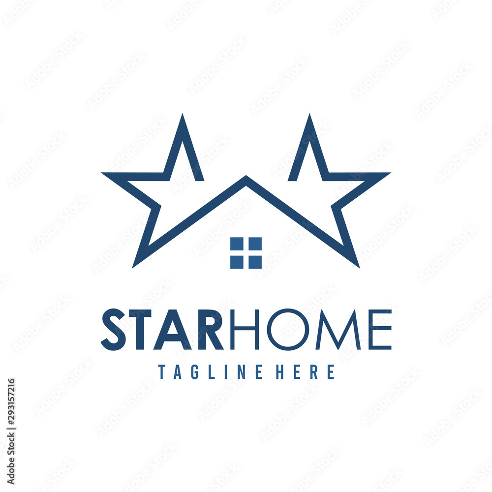 Fototapeta premium Star and House Combination Real Estate Architecture Logo Design Flat Vector Illustration
