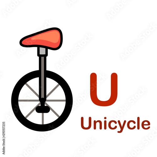 Alphabet Letter U-Unicycle vector illustration
