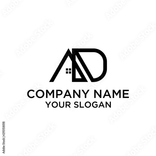 Initial Letter AD real estate logo design template elements