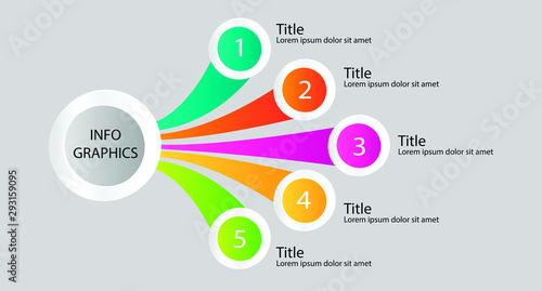 Infographic design template with 5 list elements place for your text. Vector illustration.