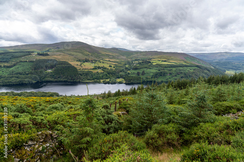 Wicklow way landscape Lough Dan Lake in a cloudy day.