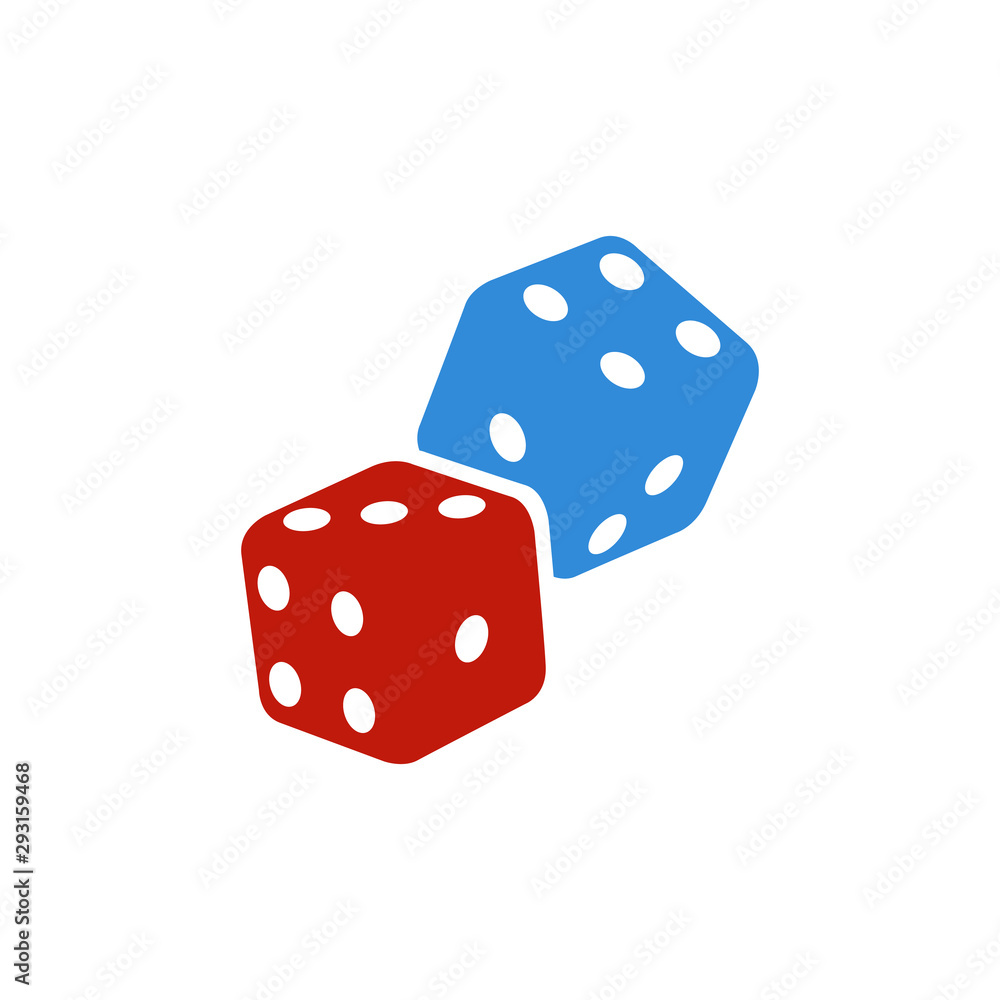 Dice color cubes. Dice with white dots on a white background. 3D effect Vector illustration. Dice color cubes. Dice with white dots on a white background. 3D effect Vector illustration.