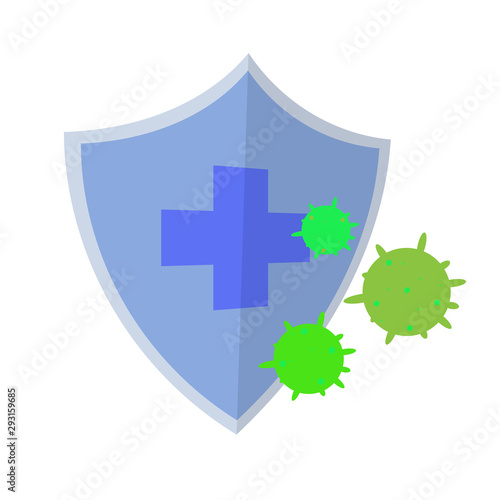 Virus protection in medicine.  Fighting with infection, bacteria. Concept vector illustration, icon.