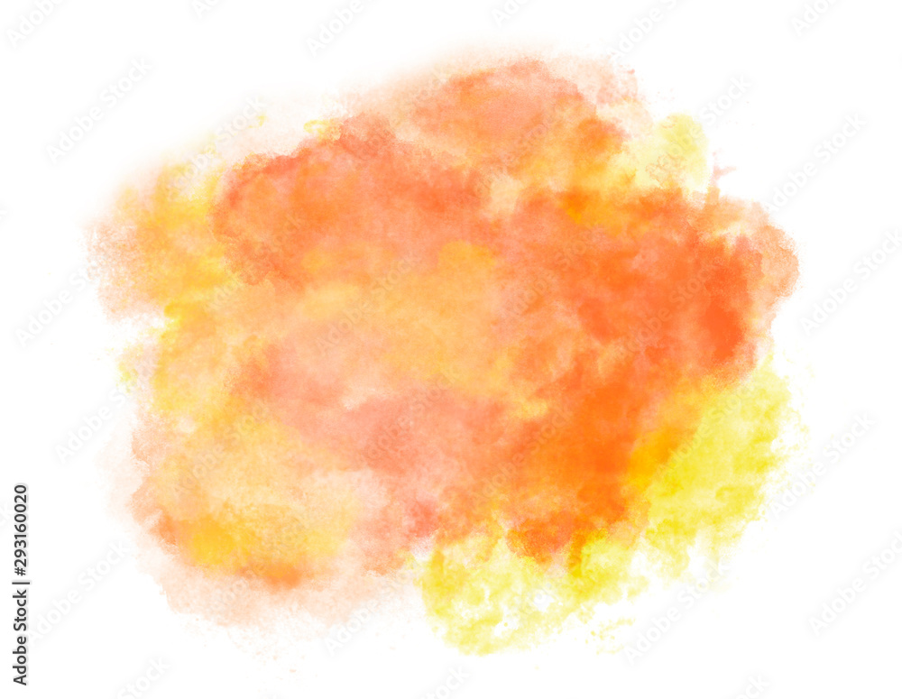 Red, orange and yellow watercolor splash on white background.