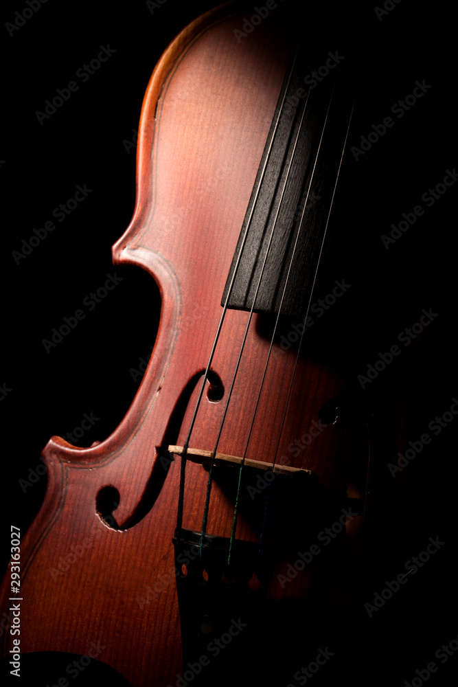 Fototapeta premium Violin on black background.