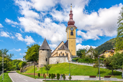 Fototapeta Naklejka Na Ścianę i Meble -  View at the Church of Saint Peter and Paul in Tarvisio - Italy