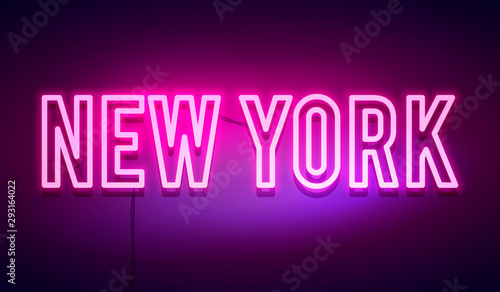 Vector Illustration Modern New York City Neon Light Sign
