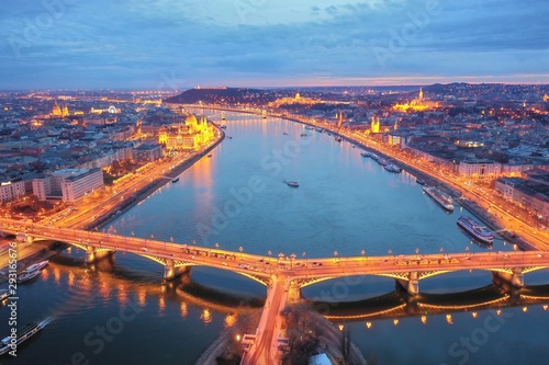 Night panorama of Budapest Hungary