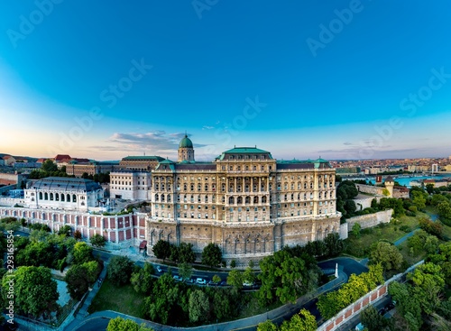 Drone photo of buda castle Budapest, Hungary