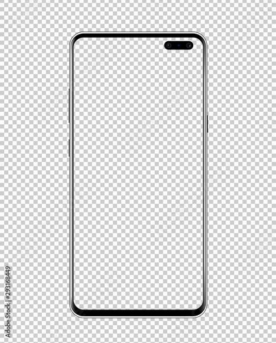 Mobile phone with transparent screen. Phone Mockup. Vector graphic.