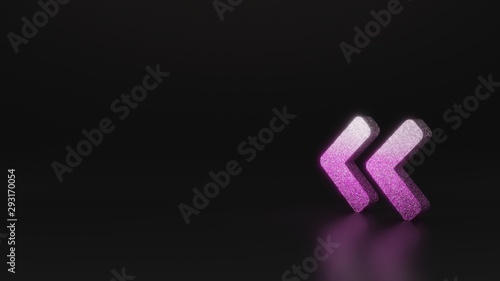 science glitter symbol of angle double left icon 3D rendering