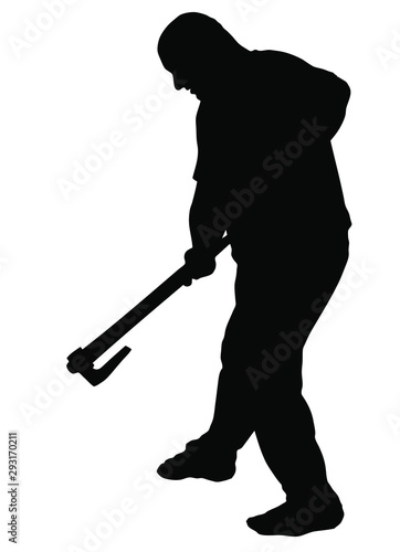 Silhouette of a lumberjack photo