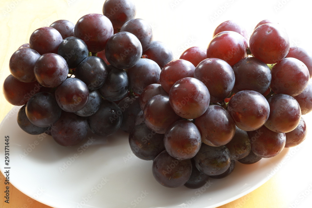 Black grapes on white background Black grapes on white background