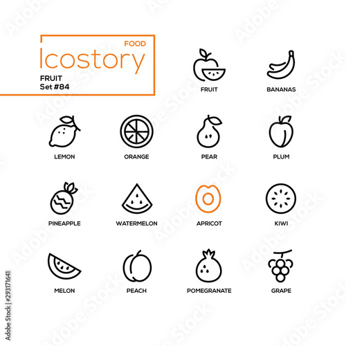 Fruit - modern line design style icons set