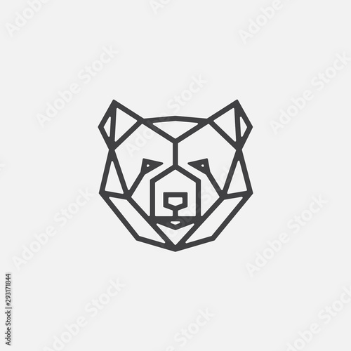 geometric bear head logo design, bear linear icon design illustrtion, bear logo design