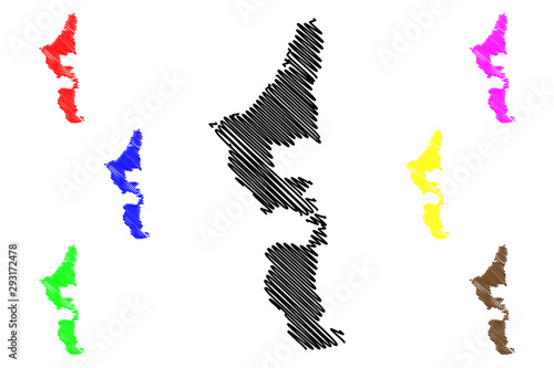 Emirate of Ras Al Khaimah (Emirates of the United Arab Emirates, UAE) map vector illustration, scribble sketch Ras Al Khaimah (RAK, Ras al-Khaimah) map..