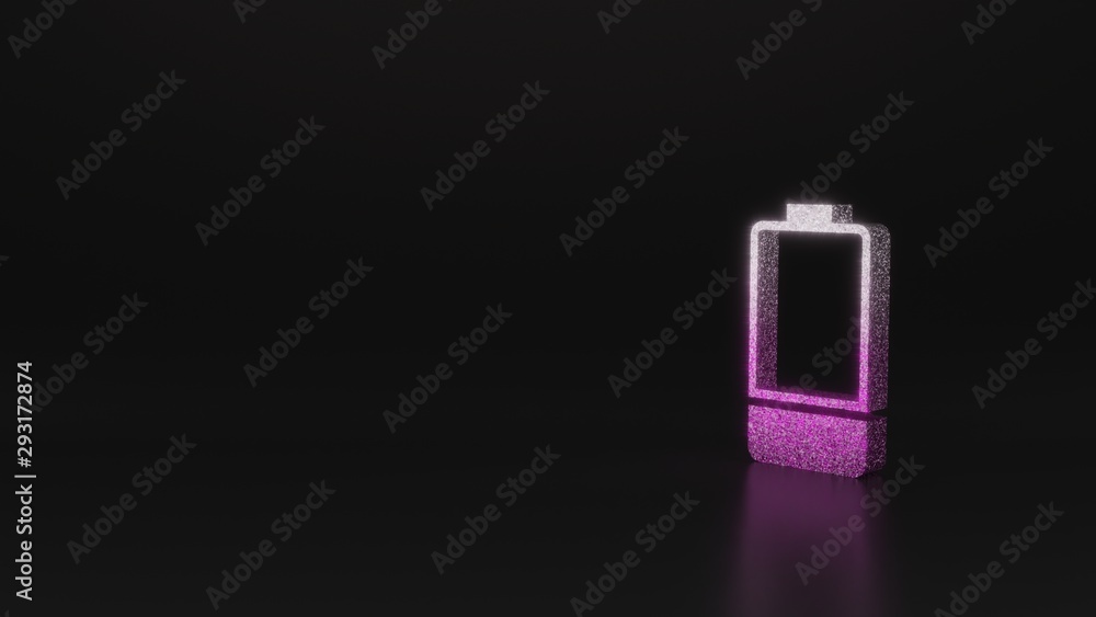 science glitter vertical symbol of one third charged battery icon 3D rendering science glitter vertical symbol of one third charged battery icon 3D rendering