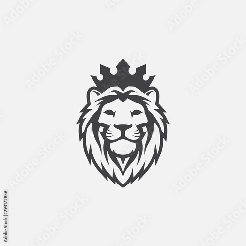 lion luxury logo icon template, elegant lion logo design illustration, lion head with crown logo, lion elegant symbol photo