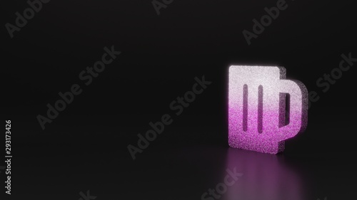 science glitter symbol of glass of beer icon 3D rendering