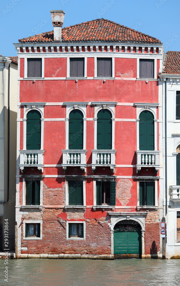 Ancient red Palace in Venice