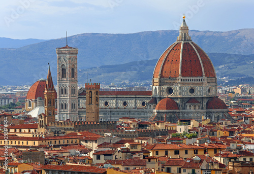 Cathedral and Giotto Bell Tower of Florence in Italy