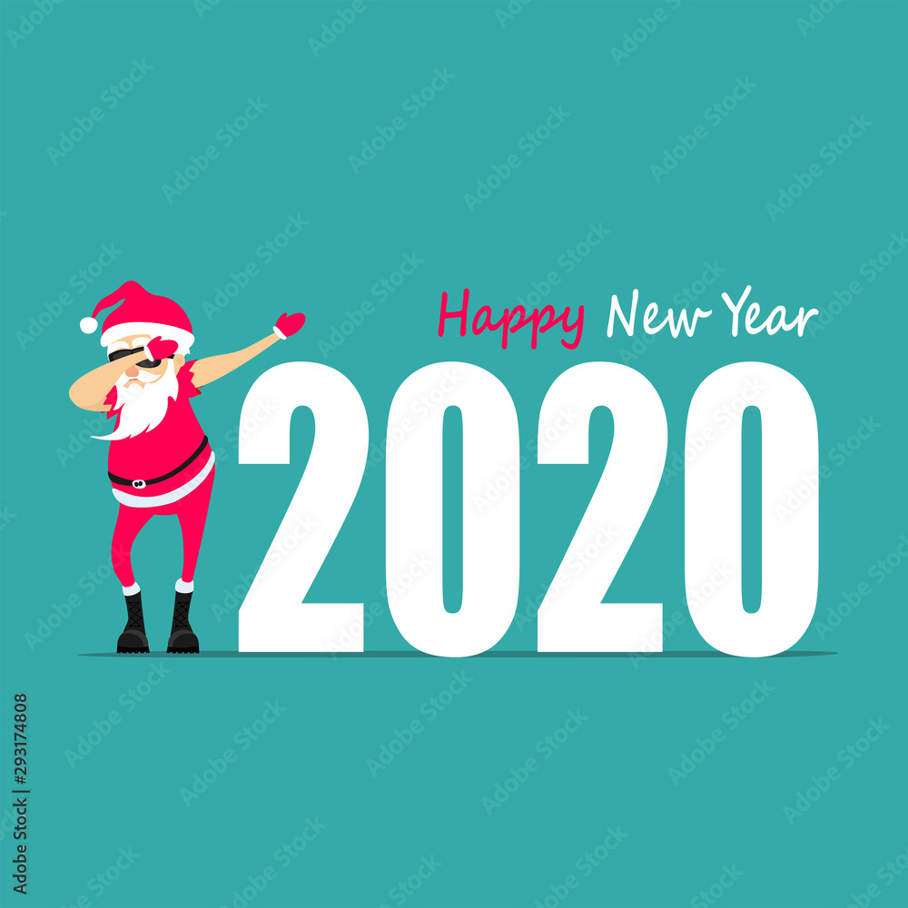 Happy New Year! Santa Claus dancing dab move. Greeting card 2020. vector illustration Happy New Year! Santa Claus dancing dab move. Greeting card 2020. vector illustration