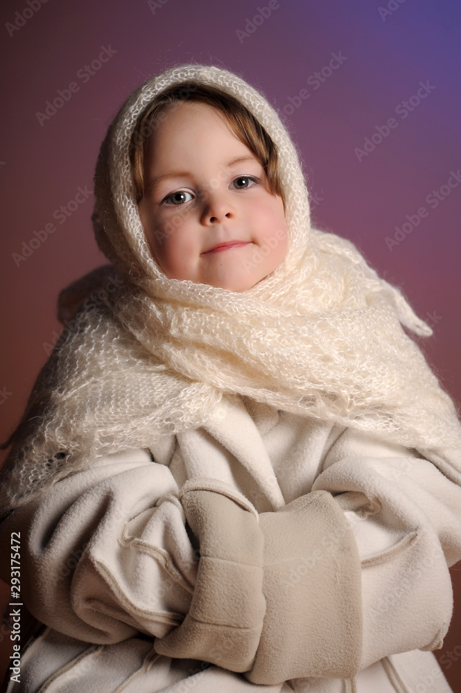 girl in a White coat, white scarf girl in a White coat, white scarf