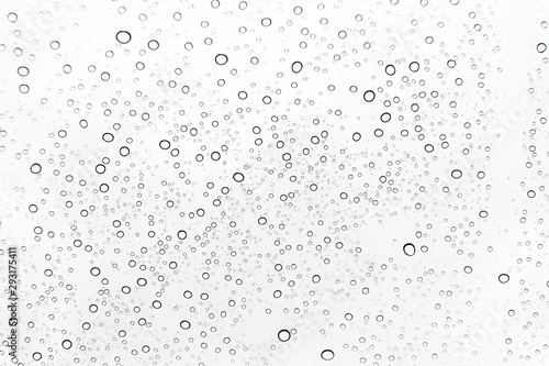 Rain drops on window glasses surface Natural Pattern of raindrops. Natural pattern of raindrops on white background for your design.