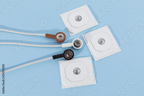 electrocardiography ECG EKG leads and electrode pads for a heartbeat monitor