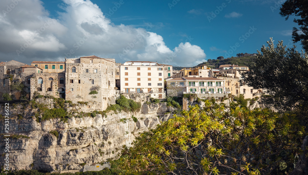 Tropea town in Calabria, Italy. View of the ancient buildings from the Monastery