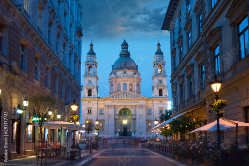 St Stephen's Basilica night view. Budapest