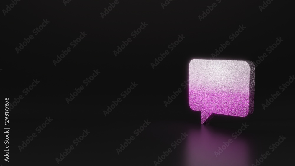 science glitter symbol of rounded chat bubble icon 3D rendering science glitter symbol of rounded chat bubble icon 3D rendering