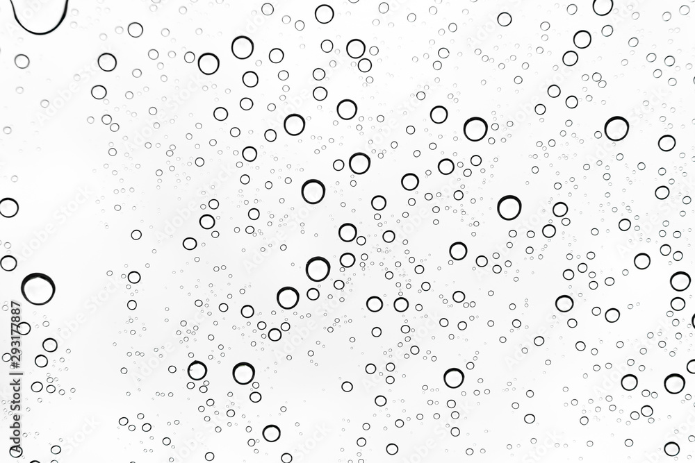 Rain drops on window glasses surface Natural Pattern of raindrops. Natural pattern of raindrops on white background for your design.