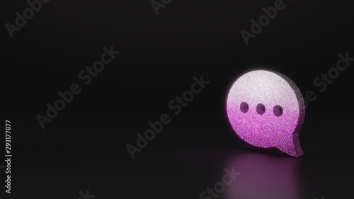 science glitter symbol of rounded chat bubble icon 3D rendering