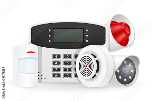 home security system set icons vector illustration