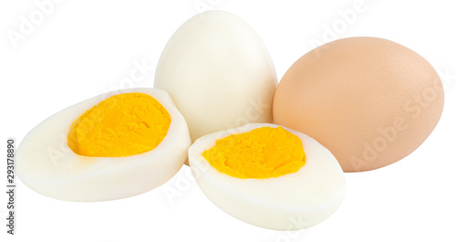 Boiled eggs isolated on white background. With clipping path