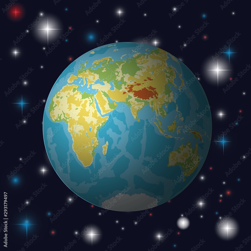 Planet earth in space. Stars and nebula on a dark background Planet earth in space. Stars and nebula on a dark background
