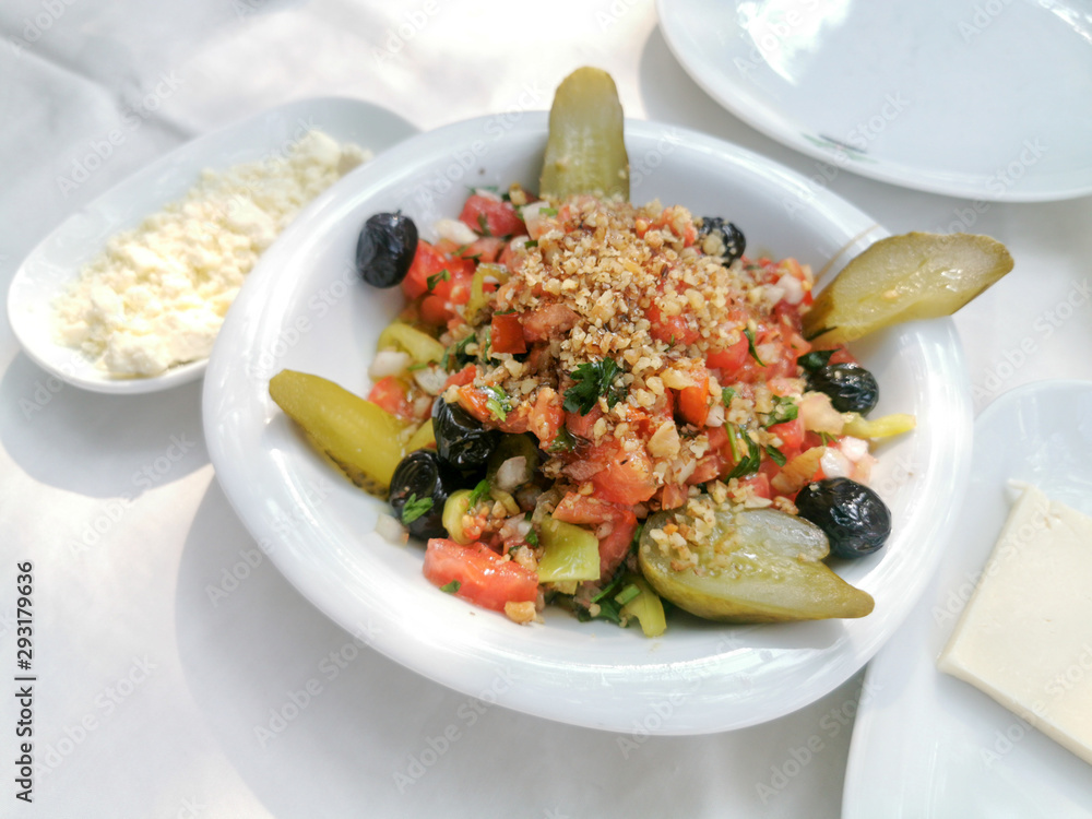 salad with olive and walnut and pickles salad with olive and walnut and pickles