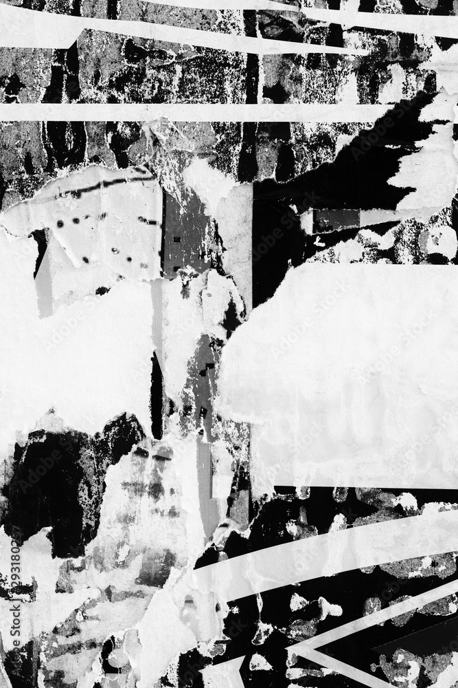 Obraz premium Blank white creased crumpled paper texture background old grunge ripped torn vintage collage posters placards empty space text backdrop