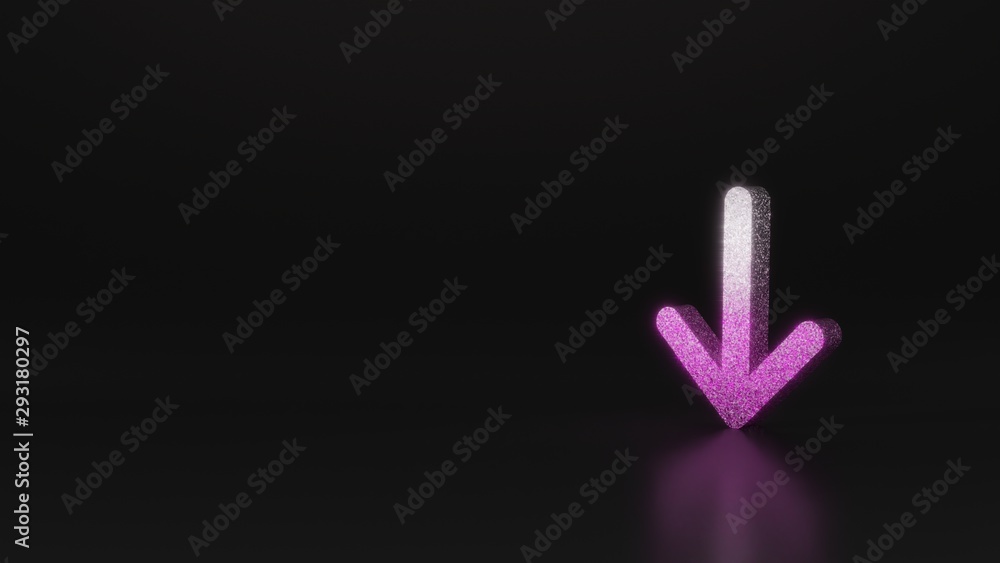 science glitter symbol of down arrow icon 3D rendering science glitter symbol of down arrow icon 3D rendering