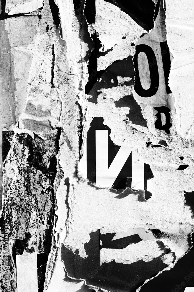 Naklejka premium Old ripped torn posters textures backgrounds grunge creased crumpled paper vintage collage placards 