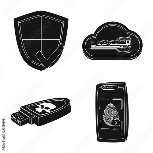 Isolated object of virus and secure logo. Set of virus and cyber stock symbol for web.