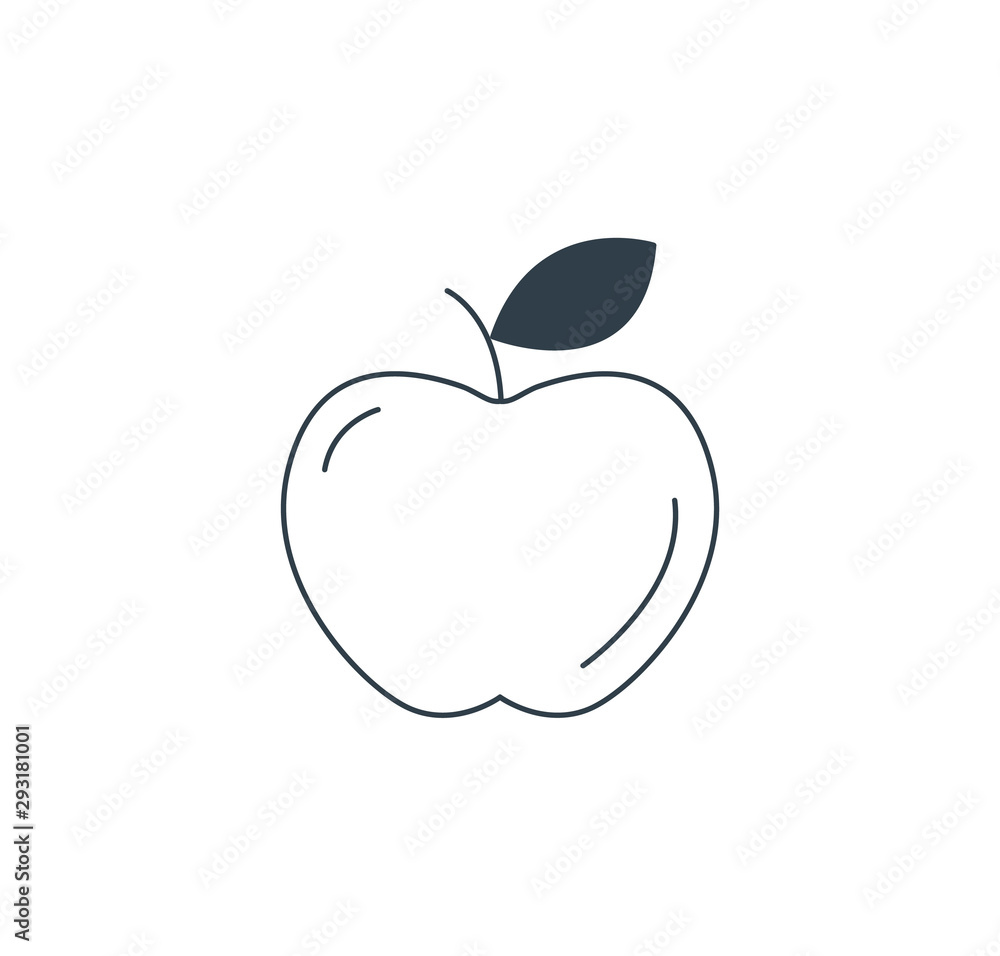 Fototapeta premium Apple line art icon. Isolated white background.