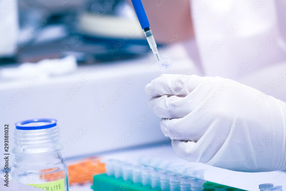 scientist using auto-pipette with Eppendorf consumables tube in the lab,Doing experiment for product,The researchers analyzed to find the results of the experiment. scientist using auto-pipette with Eppendorf consumables tube in the lab,Doing experiment for product,The researchers analyzed to find the results of the experiment.