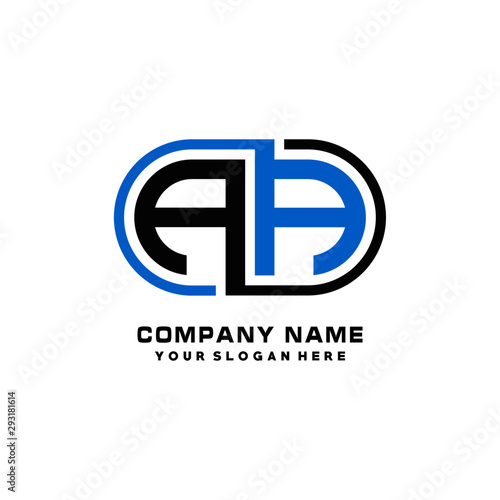 AA initial letters looping linked oval elegant logo blue, black