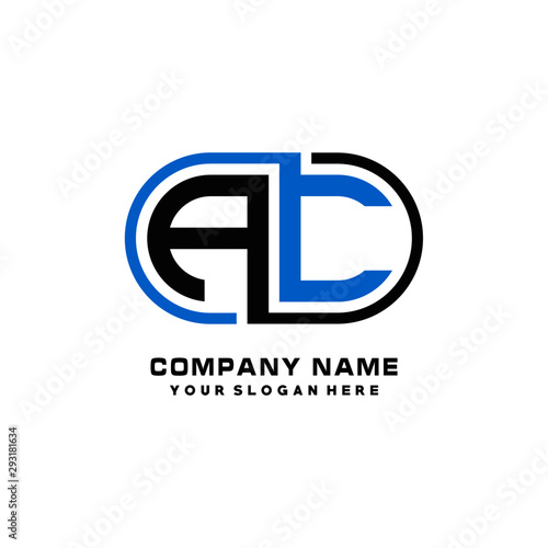 AC initial letters looping linked oval elegant logo blue, black