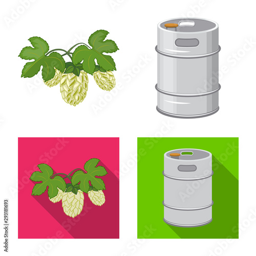 Isolated object of pub and bar logo. Collection of pub and interior stock vector illustration.