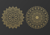 Logo icon ornamental mandala design in gold color. vector illustration