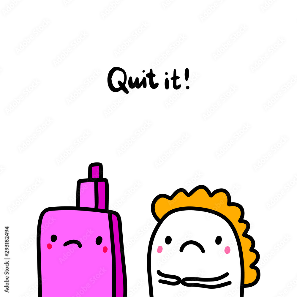 Quit it hand drawn vector illustration in cartoon comic style. Vape and sad  woman Stock Vector | Adobe Stock